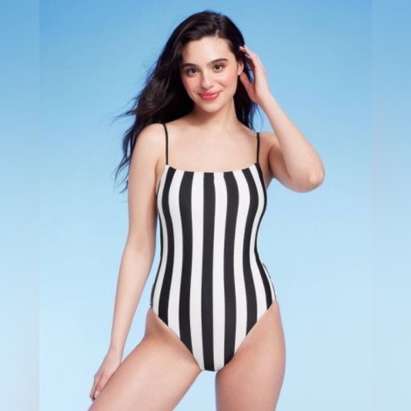 New Women's Square Neck High Leg Cheeky One Piece Swimsuit -Shade & Shore M 8-10 - Picture 1 of 8